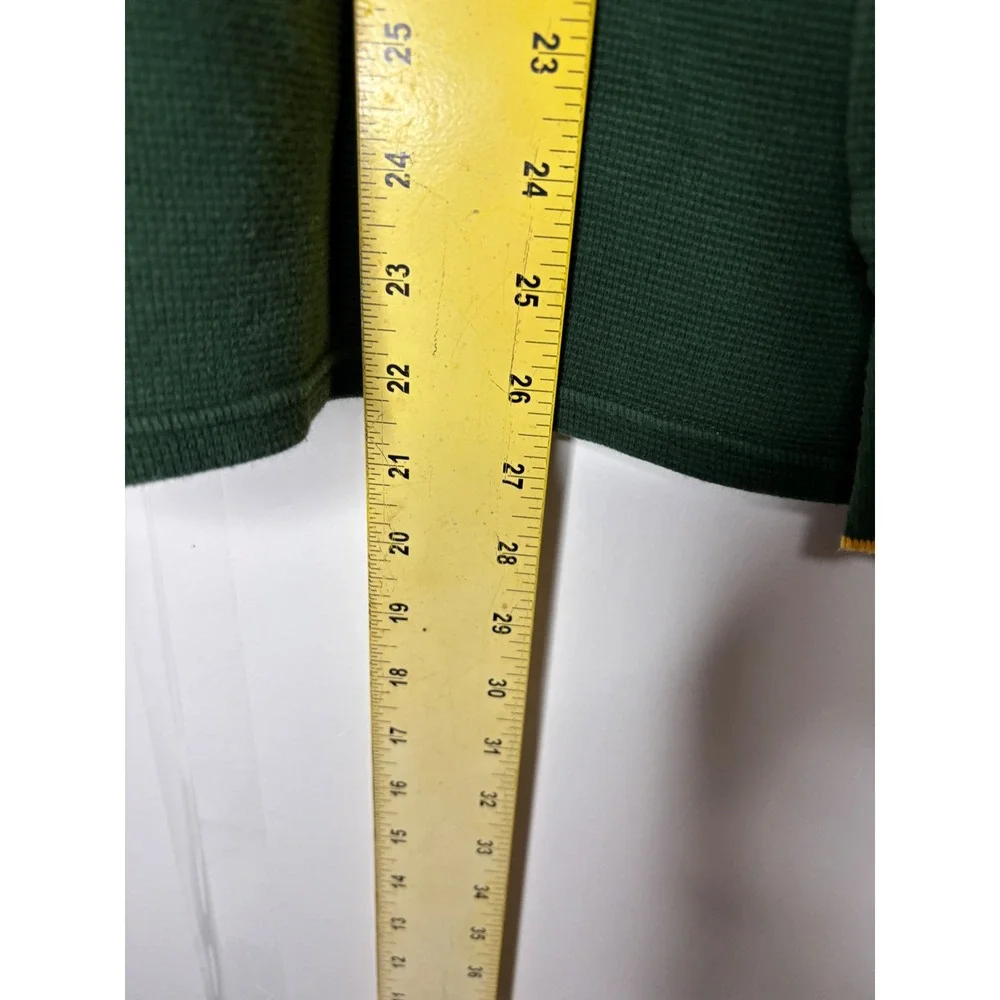 Polo Ralph Lauren Mens XL Green Waffle‎ Knit Thermal Shirt Yellow Trim V-Neck